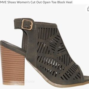 Top Moda Olive Green Cage Block Heel